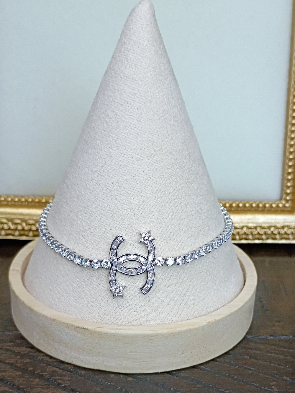 New Silver Tone Crystal Tennis Bracelet with Star Accent